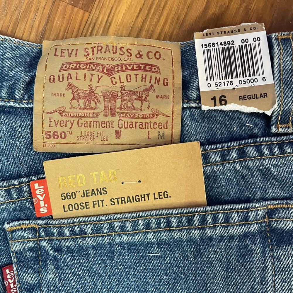 Levi's 560 Loose Fit Straight Leg Jeans Women’s Misses Size 16 Regular Red Tab - Picture 5 of 10